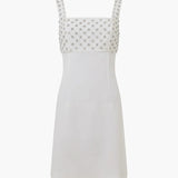 French Connection Embroidered Darcy Crepe Mini Dress in Summer White