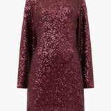 French Connection Elena Sequin Bow Back Mini Dress Burgundy Red