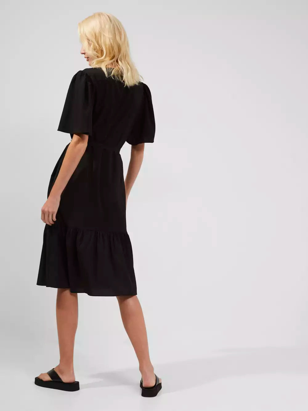 French Connection Courtney Crepe Black Tiered Dress