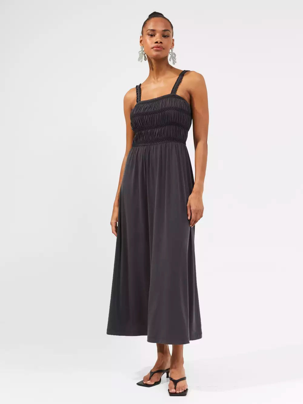 French Connection Rinia Modal Jersey Maxi Dress Washed Black