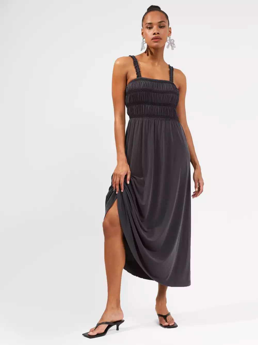 French Connection Rinia Modal Jersey Maxi Dress Washed Black