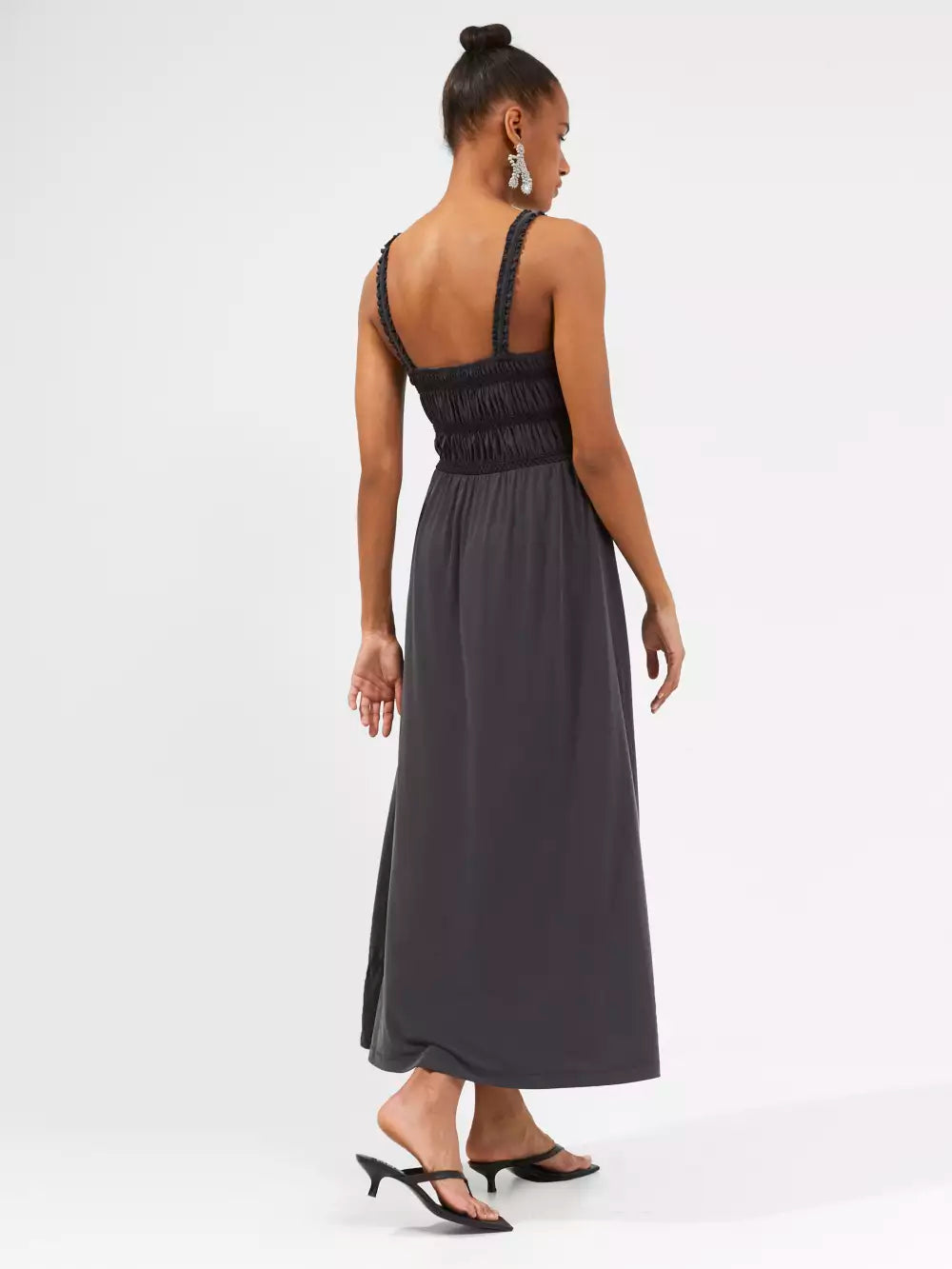 French Connection Rinia Modal Jersey Maxi Dress Washed Black