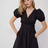 French Connection Rhodes Poplin V-Neck Mini Dress Black