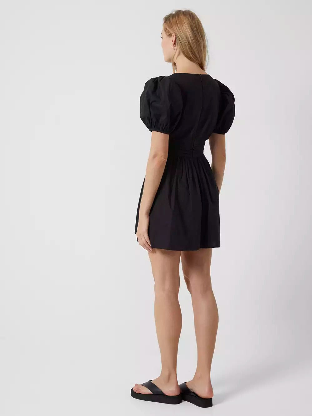 French Connection Rhodes Poplin V-Neck Mini Dress Black