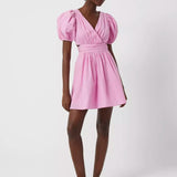 French Connection Rhodes Poplin V-Neck Mini Dress Pink