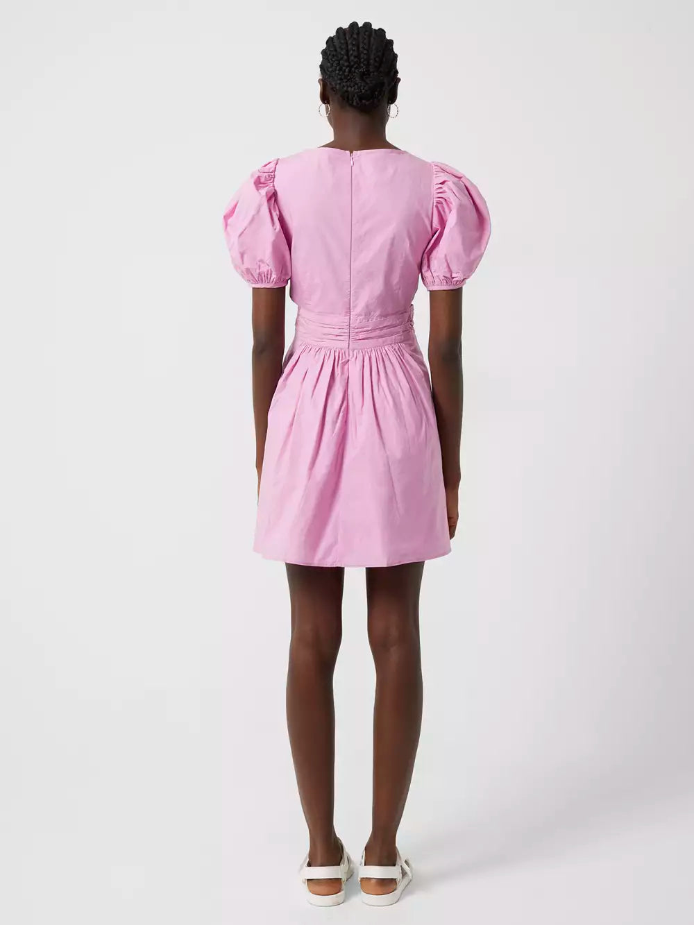 French Connection Rhodes Poplin V-Neck Mini Dress Pink