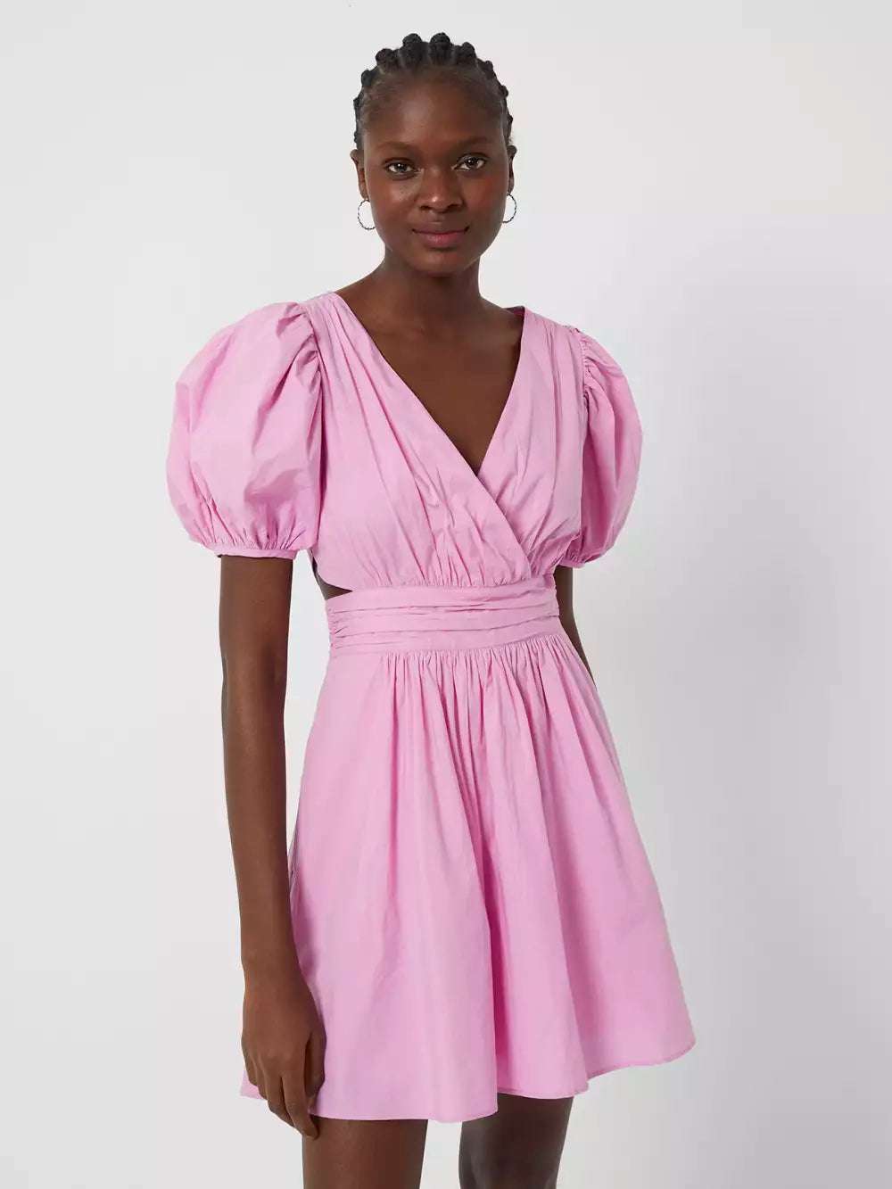 French Connection Rhodes Poplin V-Neck Mini Dress Pink