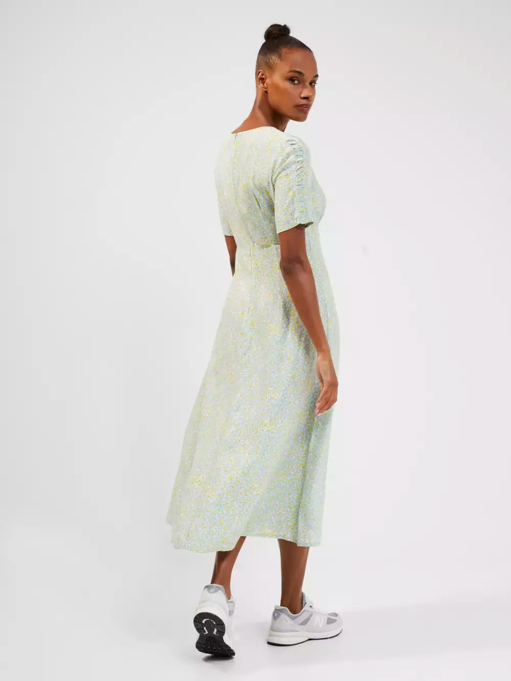 French Connection Stacie Daisy Drape Midi Dress Forget Me Not