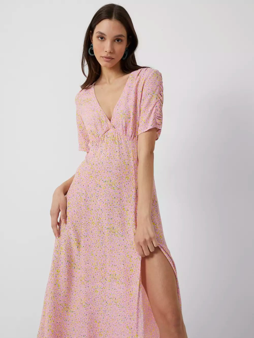 French Connection Stacie Daisy Drape Midi Dress Moonlite Mauve