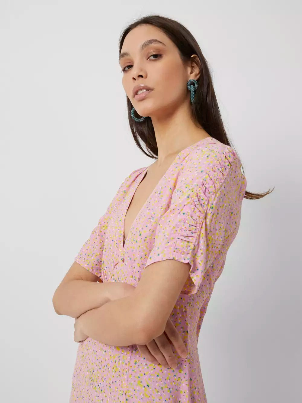 French Connection Stacie Daisy Drape Midi Dress Moonlite Mauve