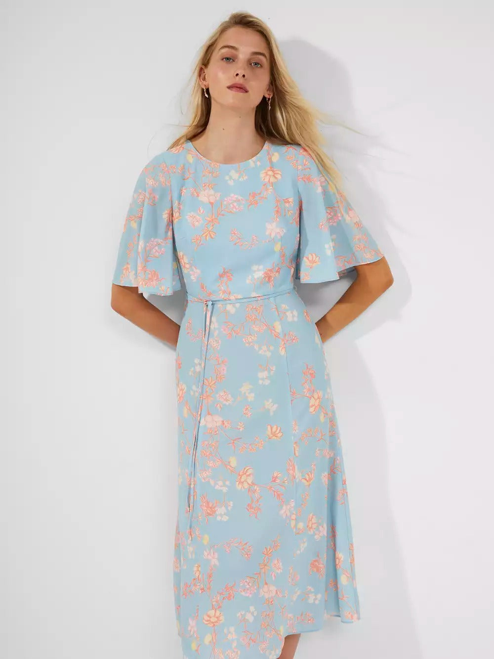 French Connection Diana Verona Crepe Midi Dress Forget Me Not