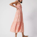 French Connection Diana Verona Drape Frill Dress Coral Pink