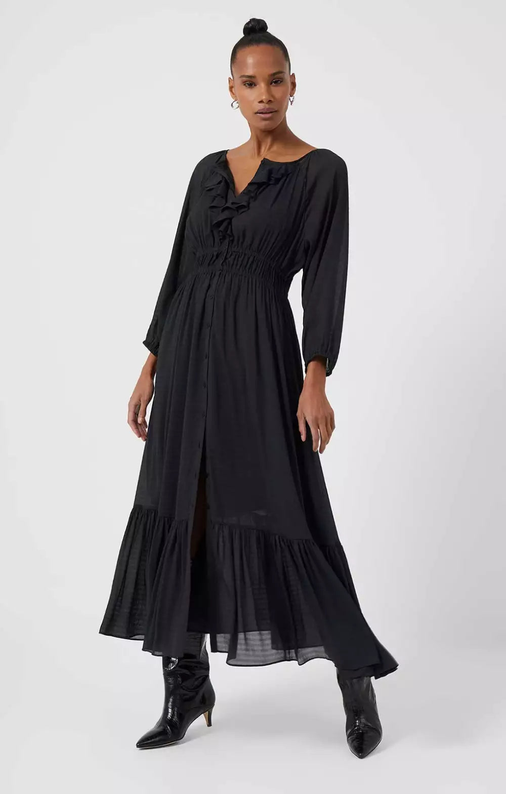 French Connection Anna Cora Pleated Button Down Maxi Dress