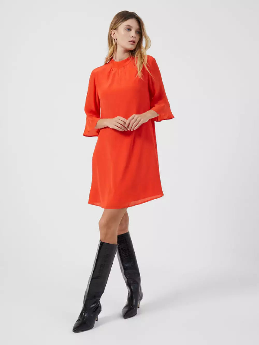 French Connection Evangeline Aracia Cupro Smock Dress