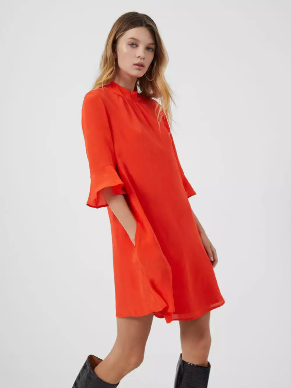 French Connection Evangeline Aracia Cupro Smock Dress