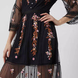 French Connection Arabelle Embroidered V Neck Dress