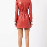 French Connection Etta Vegan Leather Belted Mini Dress