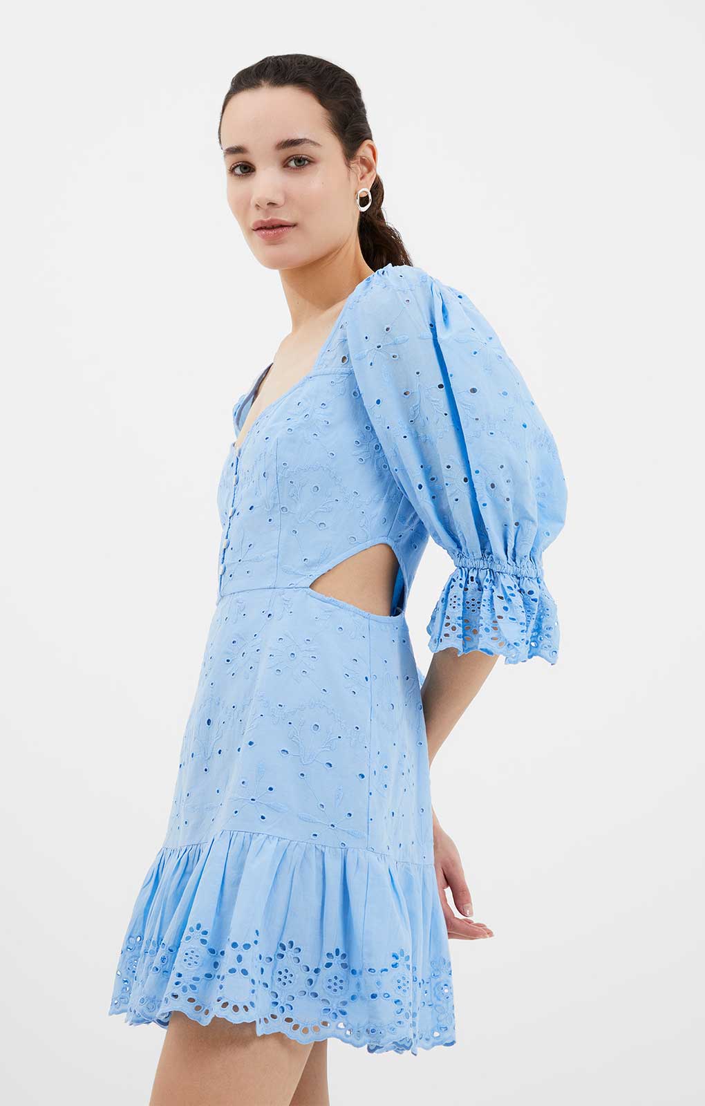 Rent French Connection Cilla Broderie Anglaise Cut Out Mini Dress Hirestreet