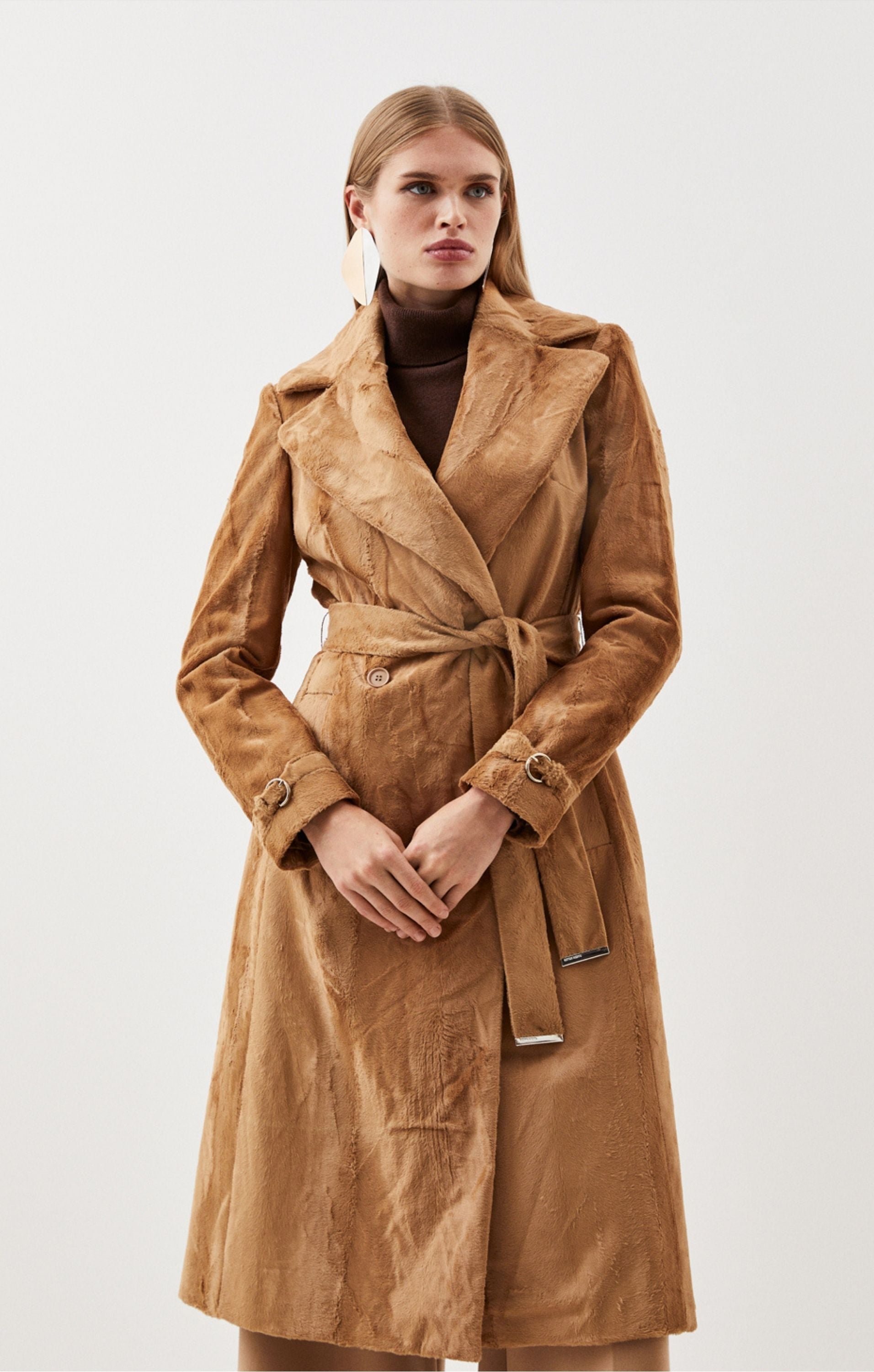 Karen Millen Signature Ponyskin Belted Midi Coat