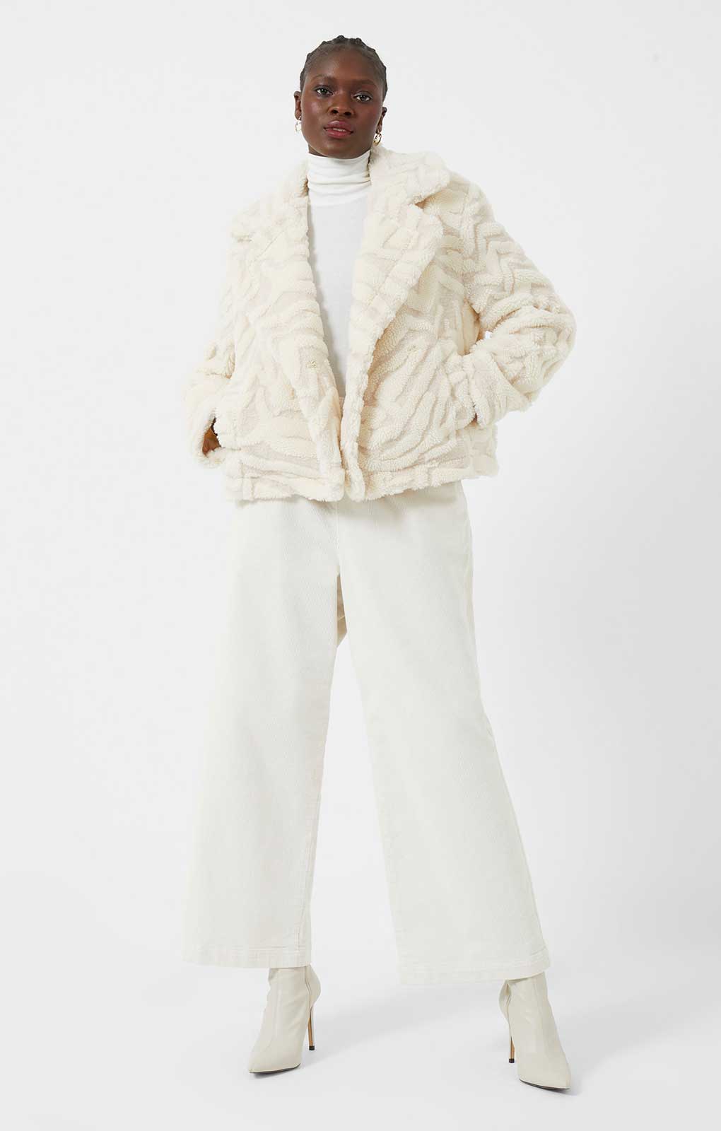 Rent French Connection Bobby Borg Cropped Jacket in Cream Hirestreet