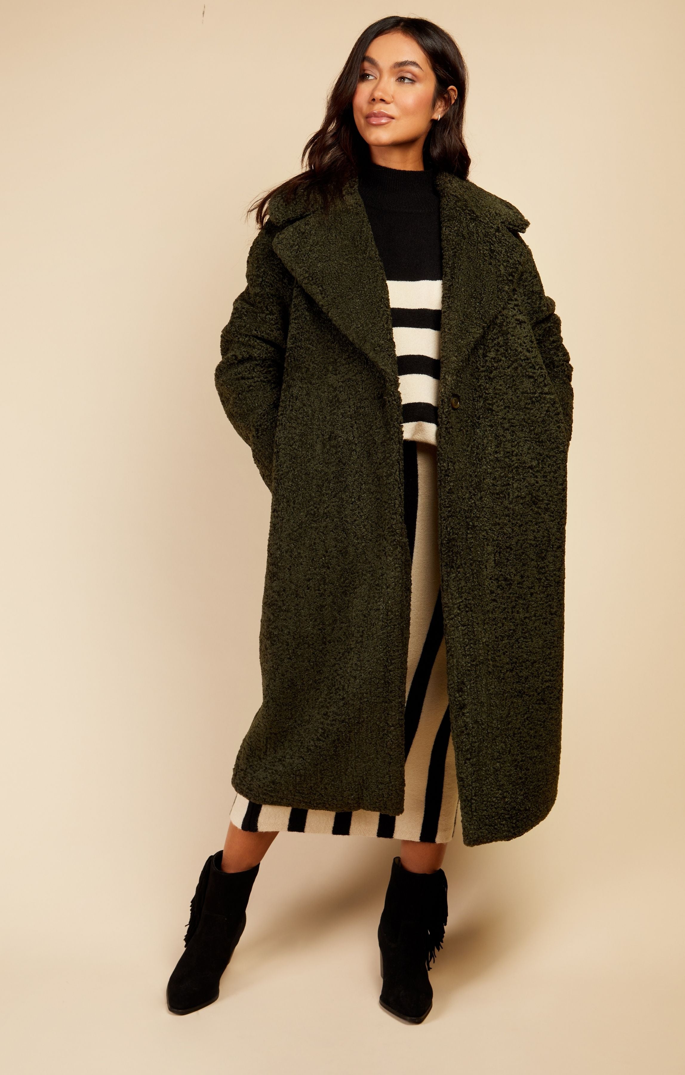 Little Mistress Green Teddy Coat by Vogue Williams