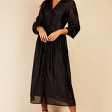 Little Mistress Black Metallic Chevron Midaxi Shirt Dress