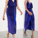 ASOS EDITION Sequin Twist Front Cami Midi Dress In Purple