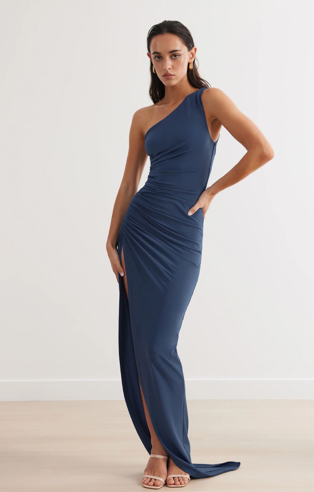 Lexi Carina Blue One Shoulder Maxi Dress