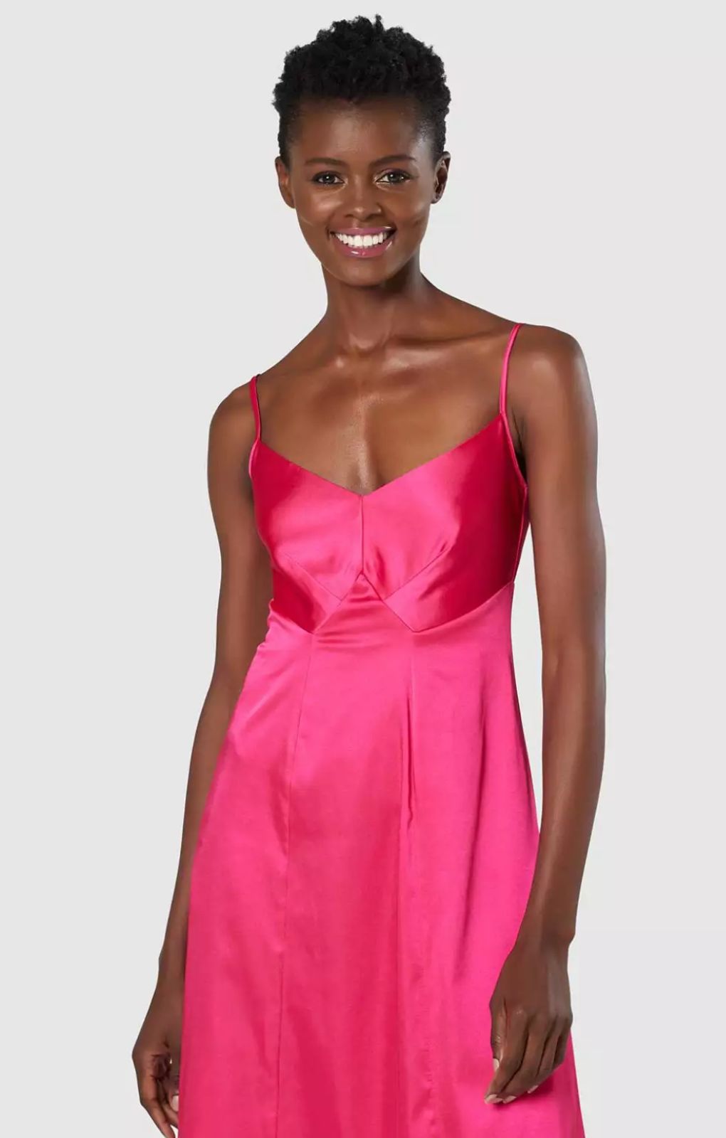 Pink silk cami dress best sale