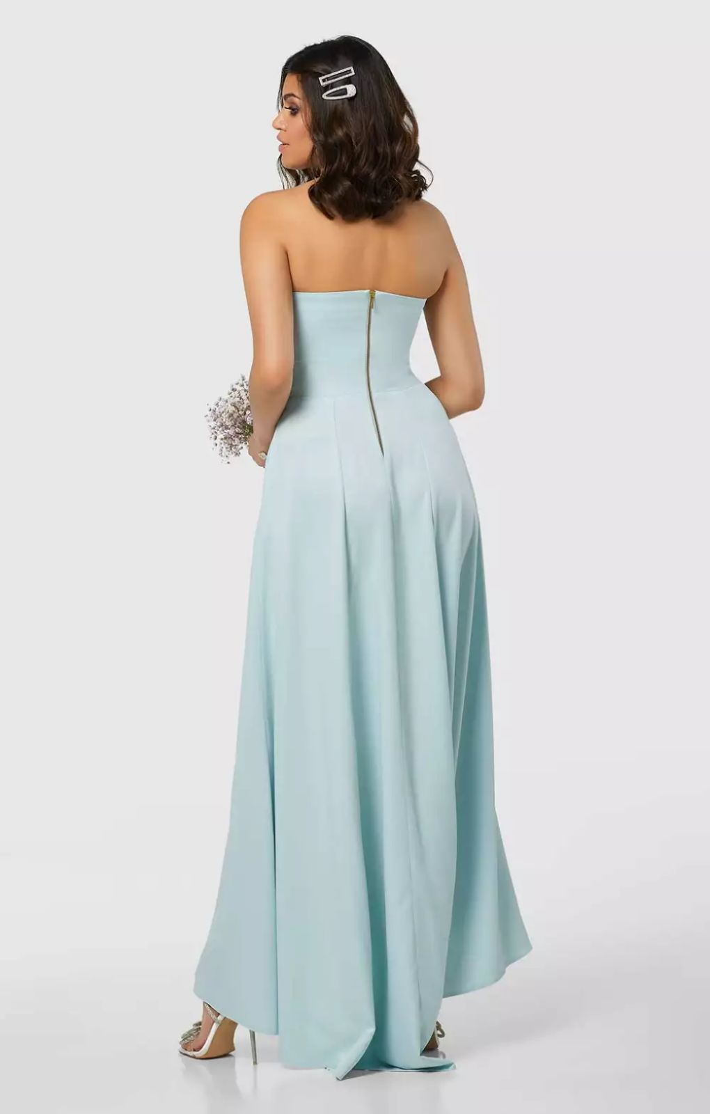 Closet London Pale Blue Strapless Dress