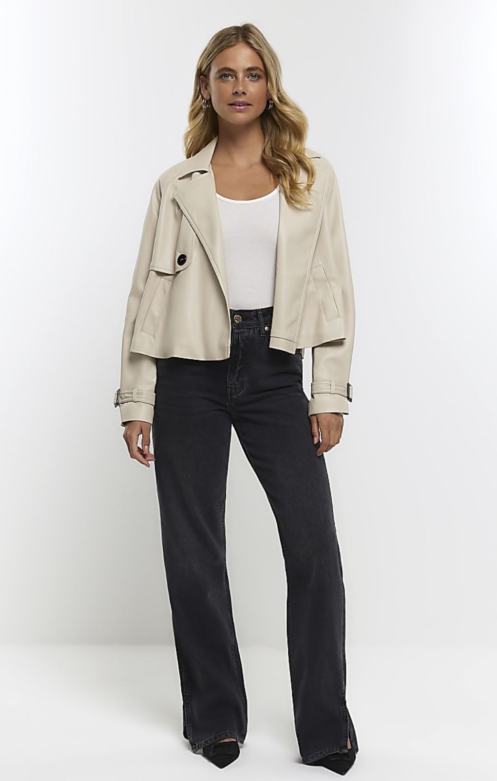 River island cream leather jacket on sale