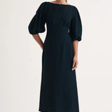 Nobody's Child Black Puff Sleeve Hannah Midi Dress