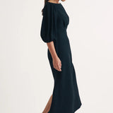 Nobody's Child Black Puff Sleeve Hannah Midi Dress