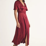 Nobody's Child Red Satin Erin Midi Dress