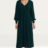 Nobody's Child Green Velvet Balloon Sleeve Tasha Midi Dress