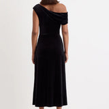 Nobody's Child Black Velvet Off Shoulder Skylar Midi Dress