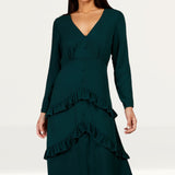 Little Mistress Emerald Green Frill Midaxi Dress