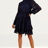 Little Mistress Navy Lace Mini Shirt Dress