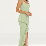 Dress The Population Charlene Sage Ruffle Split Maxi Dress