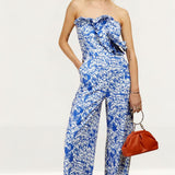 Little Mistress Blue Floral Print Jumpsuit