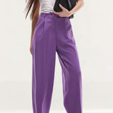 Topshop Button Fly Slouch Peg-Leg Trouser In Purple