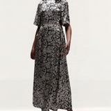 Topshop Floral Cut Out Midi Dress In Mono