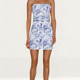 Elle Zeitoune Blue Floral Abigail Mini Dress