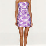 Elle Zeitoune Purple Print Abigail Mini Dress