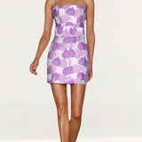 Elle Zeitoune Purple Print Abigail Mini Dress