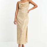 Pretty Lavish Keisha Sequin Midaxi Dress In Matte Gold