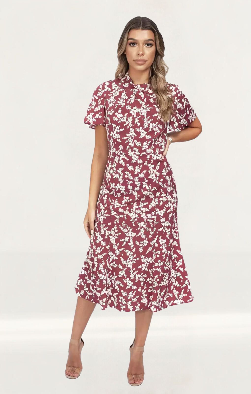 Rent French Connection Maroon Button Up Midi Dress Hirestreet