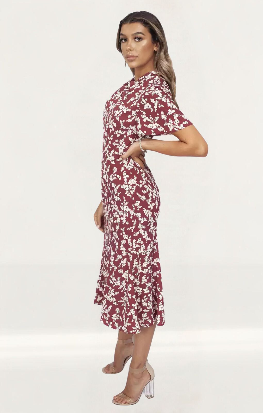 Rent French Connection Maroon Button Up Midi Dress Hirestreet