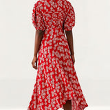 Ghost Red Floral Jenna Midi Dress