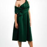 ASOS DESIGN Bare Shoulder Prom Scuba Midi Dress In Forest Green